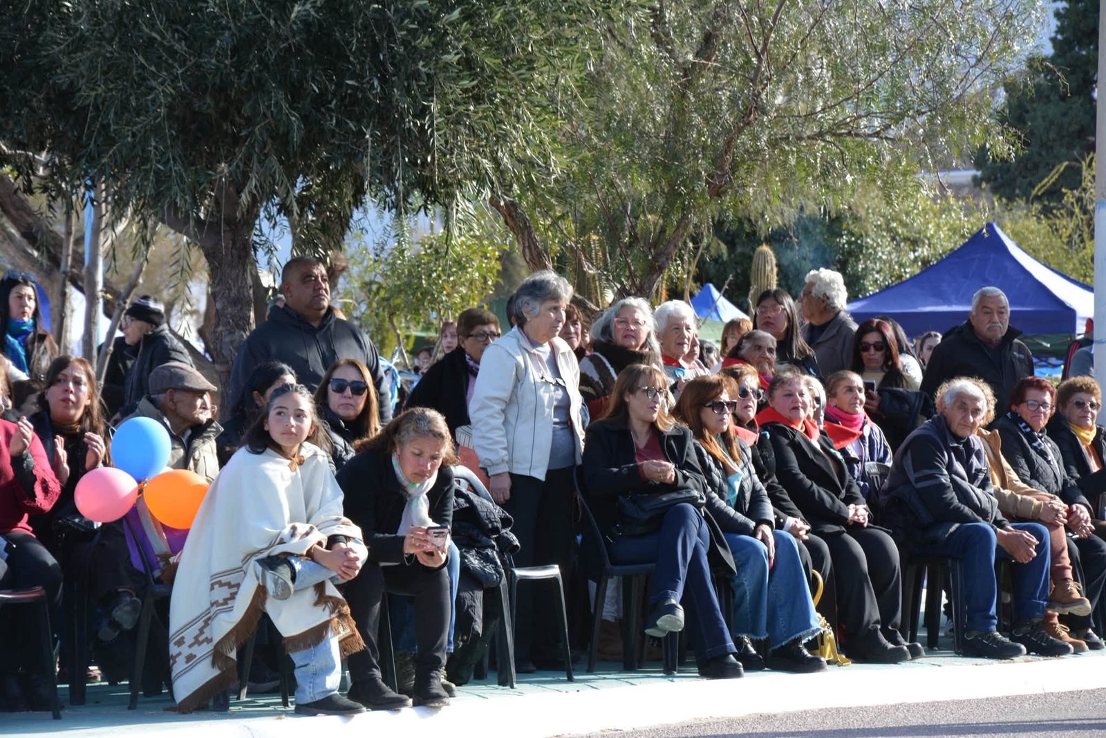 Vecinos observan el desfile cívico-militar por el 149° aniversario de Castro Barros